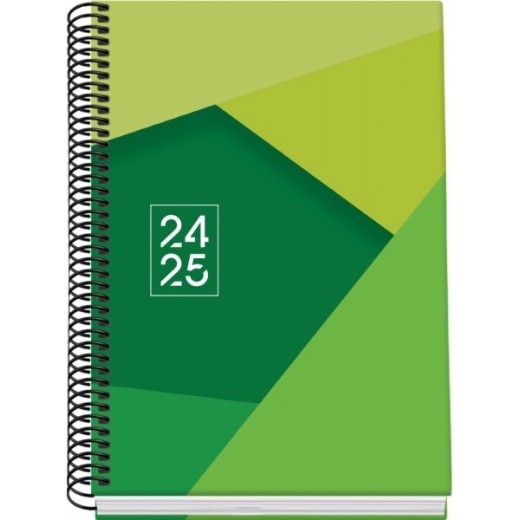 Dohe Tamgram Agenda Escolar Espiral A5 - Dia Pagina - Papel 70g/m2 - Cubierta de Carton Plastificado - Color Verde