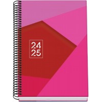 Dohe Tamgram Agenda Escolar Espiral A5 - Semana Vista - Papel 70g/m2 - Cubierta de Carton Plastificado - Color Rosa