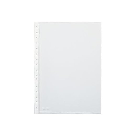 Pardo Pack de 100 Fundas Multitaladro A4 Transparentes 90 Micras - Acabado Cristal - Refuerzo en Blanco