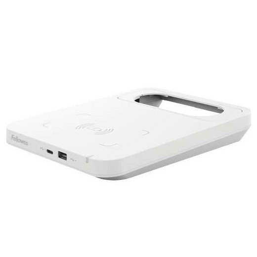 Fellowes Tallo Cargador Inalambrico - 2 Puertos USB - Carga Rapida - Color Blanco