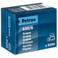 Petrus Caja de 5000 Grapas 530/8 Cobreadas para Clavadora - Patilla de 8mm