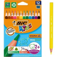 Bic Kids Evolution Triangle Pack de 12 Lapices de Colores Triangulares - Punta Ultraresistente - Sin Madera