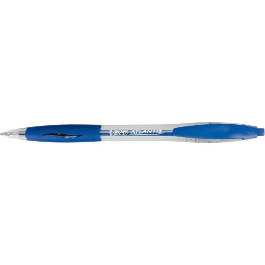 Bic Atlantis Classic Boligrafo Retractil - Punta de 1mm - Cuerpo Transparente con Grip - Color Azul