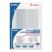 Dohe Pack de 5 Cubiertas Protectoras de Libros - Solapa Adhesiva Reposicionable - Tamaño 29x53cm - Material PVC 120 micras