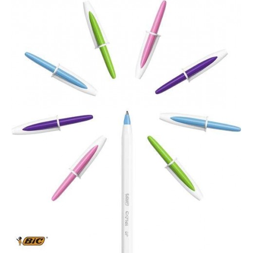 Bic Cristal Up Pack de 20 Boligrafos de Bola - Punta de 1.2mm - Tinta con Base de Aceite - Cuerpo Blanco - Colores Surtidos