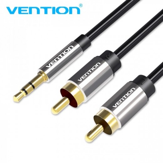 Vention Cable Estereo Jack 3.5 Macho a 2x RCA Macho - 2m - Color Negro