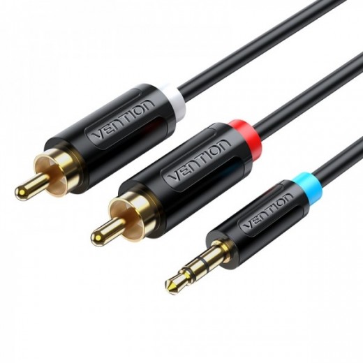 Vention Cable Estereo Jack 3.5 Macho a 2x RCA Macho - 1m - Color Negro