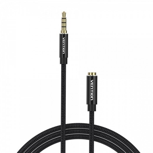 Vention Cable Estereo Jack 3.5 Macho a Jack 3.5 Hembra - 0.5m - Color Negro