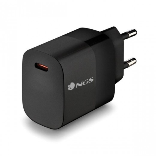 NGS Bud 20W Cargador Universal de Pared 20W Ultrarapido - 1x USB-C PD & PPS - Color Negro