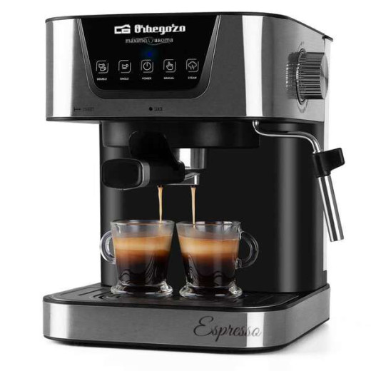 Orbegozo Cafetera Espresso EX 5200 - Orbegozo Presion de 20 Bar y 850W de Potencia - Panel de Control Tactil - Deposito de Agua de 1.5L Extraible - Valvula de Seguridad
