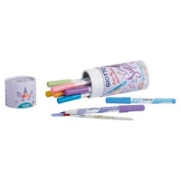 Giotto Candy Collection Turbo Soft Brush Bote de 12 Rotuladores Punta Pincel + Pincel - Colores Pastel Surtidos