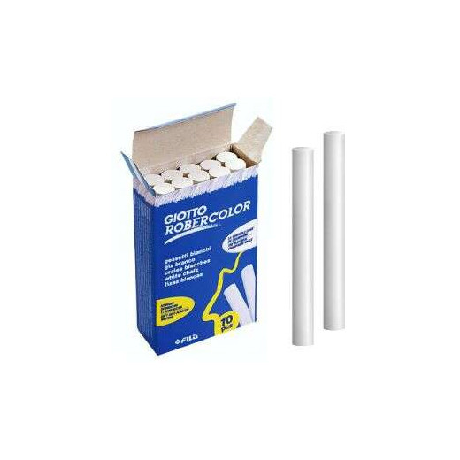 Giotto Robercolor Pack de 10 Tizas Redondas Blancas - Testadas Dermatologicamente - Compactas y Duraderas