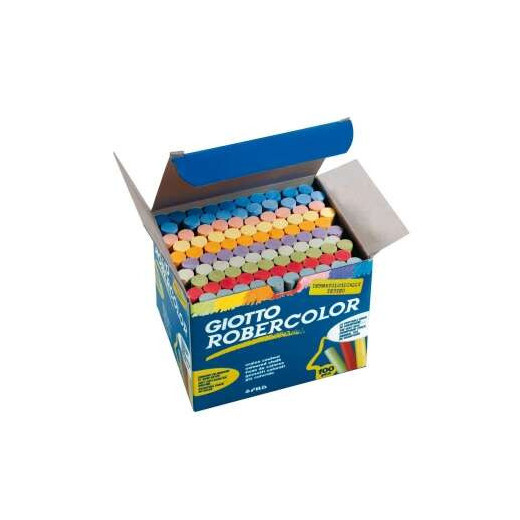 Giotto Robercolor Pack de 100 Tizas Redondas de Colores - Testadas Dermatologicamente - Compactas y Duraderas - Colores Surtidos