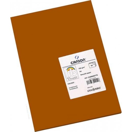 Canson Guarro Pack de 50 Cartulinas Iris A4 de 185g - 21x29.7cm - Color Chocolate