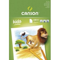 Canson Kids Dibujo Bloc Encolado de 30 Hojas A4 - 21x29.7cm - 90g - Color Blanco