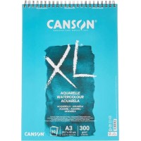 Canson XL Aquarelle Album Espiral Microperforado de 30 Hojas A3 - Grano Fino - 29.7x42cm - 300g - Color Blanco