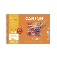 Canson Basik Cuaderno de Dibujo A4+ 20 Hojas Microperforadas 130g/m² - Sin Recuadro - Medidas 23x32.5cm - Color Blanco