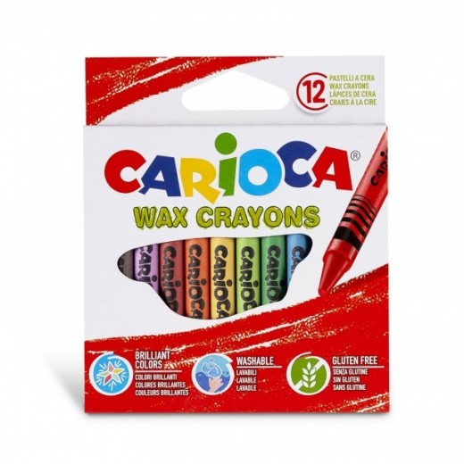 Carioca Pack de 12 Ceras Pastel - Colores Brillantes - Lavables - Cuerpo de Ø 8mm - Colores Surtidos