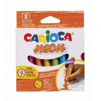 Carioca Ceras Neon Pack de 8 Ceras - Cuerpo Maxi Triangular - Colores Cubrientes - Faciles de Limpiar - Color Varios