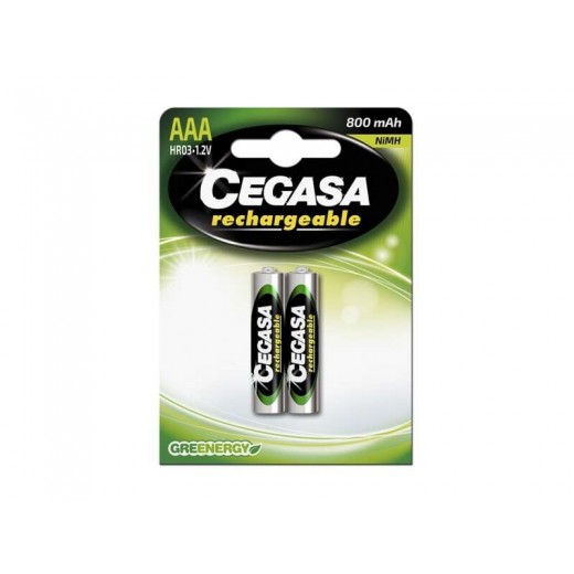 Cegasa HR03 Pack de 2 Pilas Recargables AAA - Tecnologia Rtu - Mantiene 85% de Energia Tras un Año