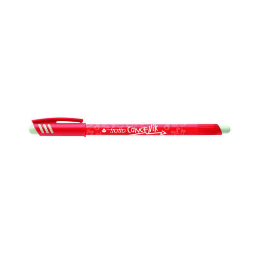 Tratto Cancellik Boligrafo de Bola - Tinta Borrable - Trazo 0.4mm - Doble Goma - Color Rojo