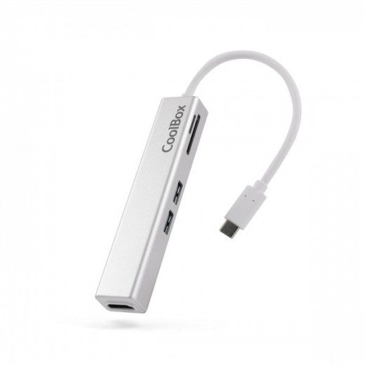 Coolbox miniDock 5 en 1 USB-C a HDMI /2xUSB3.0/1xMicroSD/1xSDPD - 0.14m - Color Gris Metalizado