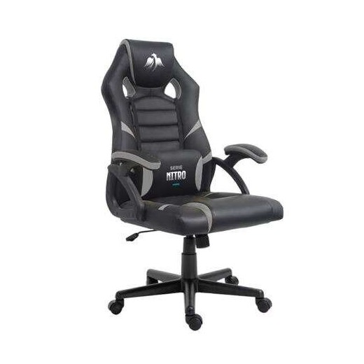 Cromad Serie Nitro Silla Gaming - Altura Regulable con Piston de Gas Clase 2 - Cojin Lumbar - Color Negro/Gris