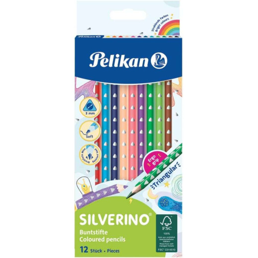 Pelikan Caja de 12 Lapices de Colores Triangulares Finos - Mina Antirotura - FSC