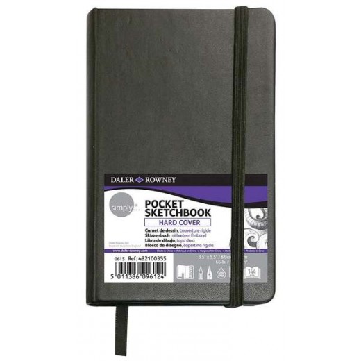 Daler Rowney Simply Cuaderno Cosido - Formato 9x14cm - 72 Hojas de Papel 100g/mg2 - Color Blanco