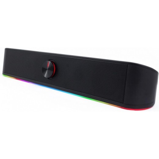 DeepGaming Barra de Sonido 6W - Jack 3.5mm - Bluetooth 5.0 -  Cable de 1.0m - Iluminación RGB - Color Negro