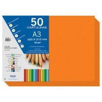 Dohe Cartulinas A3 - 50 Hojas - Gramaje de 180g - Ideal para Manualidades y Proyectos Escolares - Color Naranja