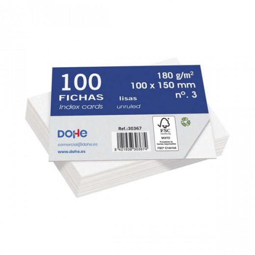 Dohe Fichas de Cartulina Offset Blanca - 180g - Paquete de 100 Unidades