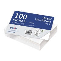 Dohe Fichas de Cartulina Offset Blanca - 180g - Paquete de 100 Unidades - Lisas