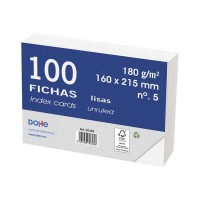 Dohe Fichas de Cartulina Offset Blanca - 180g - Paquete de 100 Fichas - Lisas