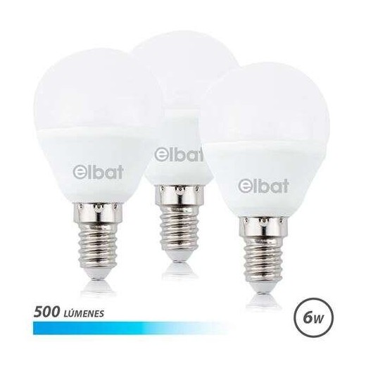 Elbat Pack de 3 Bombillas LED G45 de 6W - 500LM - Base E14 - Luz Fria