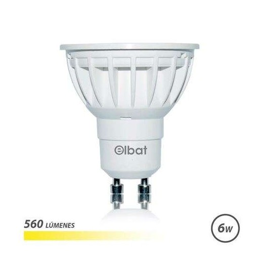 Elbat Bombilla LED GU10 6W 560LM Luz Calida - Ahorro de Energia - Larga Vida Util - Facil Instalacion - Color Blanco Calido