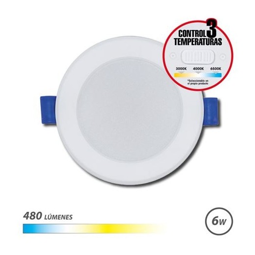 Elbat Downlight Circular 6W - 480Lm - Selector 3 Temperaturas - Color Blanco