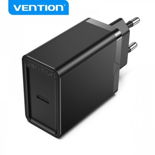 Vention Cargador de Pared USB-C 3A PD20W - Carga rapida - Color Negro