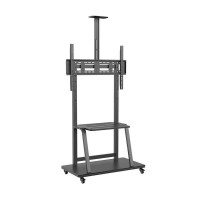 Aisens Soporte de Suelo Eco Con Rueda - Bandeja para Dvd Y Soporte de Camara para Monitor/TV 150Kg de 37-100 - Color Negro