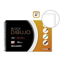 Golden Cuaderno de Dibujo A4+ con 20 Hojas - Papel de 135gr - Recuadro Interior Tamaño A4