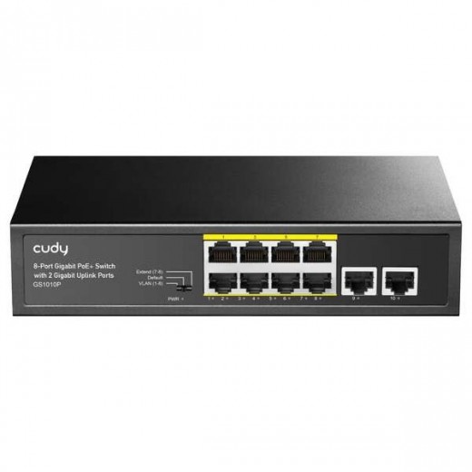 Cudy GS1010P Switch Gigabit PoE+ de 8 Puertos con 2 Puertos de Enlace Ascendente Gigabit