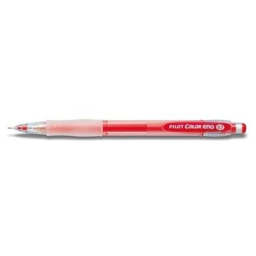 Pilot Portaminas Color Eno H-197 - Trazo 0.7mm - Grip de Goma - Goma de Borrar - Mina Color Rojo