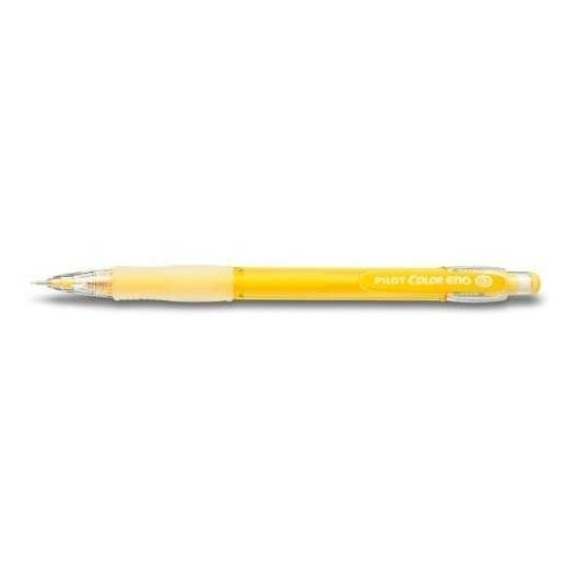 Pilot Portaminas Color Eno H-197 - Trazo 0.7mm - Grip de Goma - Goma de Borrar - Mina Color Amarillo