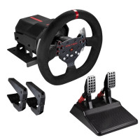 FR-TEC Volante con Force Feedback Force Racing Wheel - Tecnologia Forcesense - Aro de 26.5cm de Diametro - Pedales Regulables - Color Negro