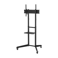 Aisens Soporte de Suelo Eco con Rueda - Bandeja para DVD para Monitor/TV 50Kg de 37-70 - Color Negro