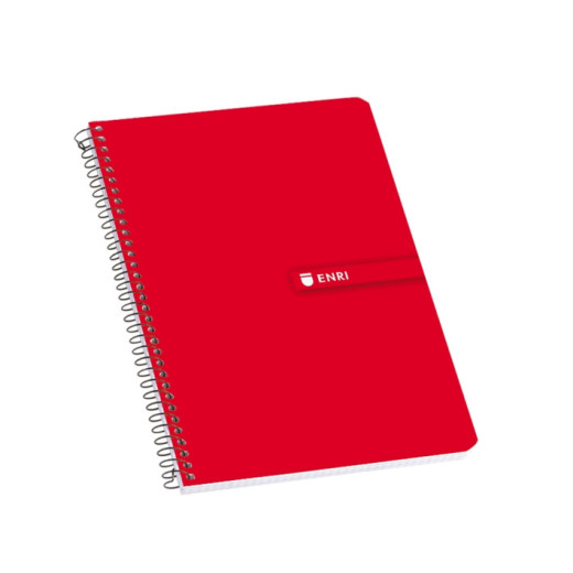 Enri Fº Tapa Dura Cuaderno Espiral 4x4 con Margen 100 Hojas Rojo - Resistente Tapa Dura - Cuadriculado 4x4 con Margen - 100 Hojas de Alta Calidad - Color Rojo