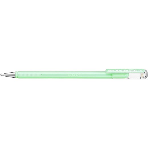 Pentel Hybrid Milky Boligrafo de Bola - Punta Fina 0.8mm - Trazo 0.4mm - Tinta de Gel Opaca - Color Verde Pastel