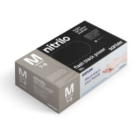 Santex Flash Black Power Pack de 50 Guantes de Nitrilo Talla M - Dibujo Diamante Texturizado - Sin Polvo - Libre de Latex - No Esteriles - Color Negro