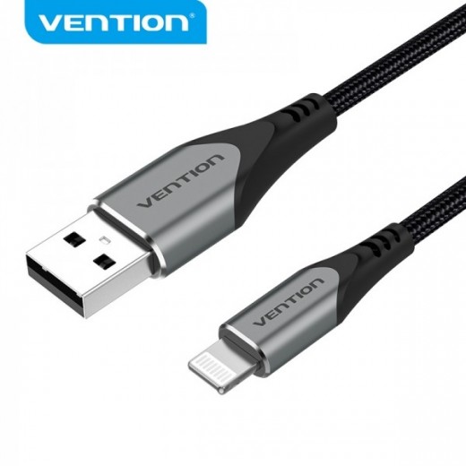 Vention Cable USB-A a Lightning - 0.5m - 2.4A - 15W - 480Mbps - MFI - Color Gris