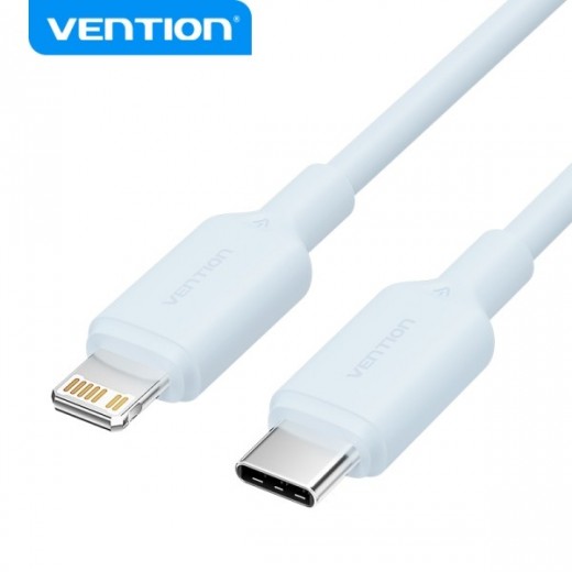 Vention LAKSH Cable USB 2.0 Tipo-C a Lightning - 27W - 480Mbps - Niquelado - Color Azul